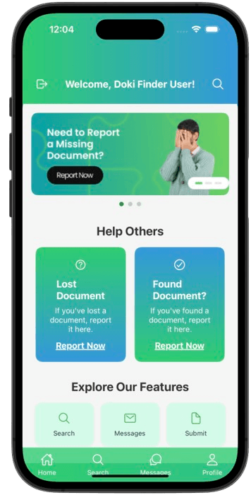 DokiFinder Mobile App - Found Document